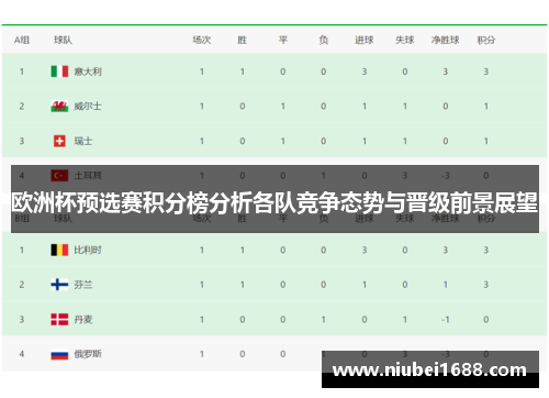 欧洲杯预选赛积分榜分析各队竞争态势与晋级前景展望